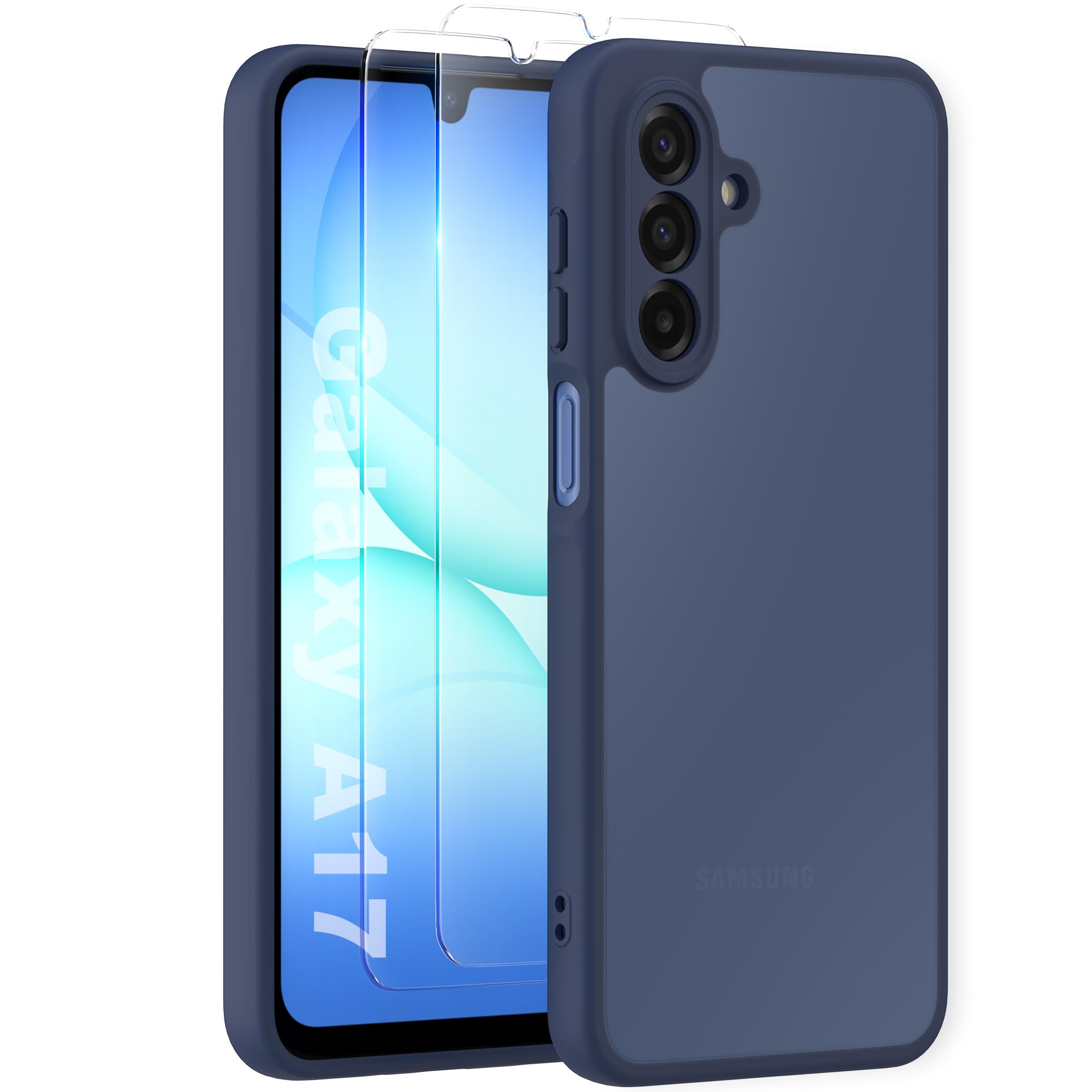 MOONESS Matte für Samsung Galaxy A17 5G Hülle mit 2 Schutzfolie, Kratzfest Transluzente Rückseite Vollständiger Kameraschutz Dünn Handyhülle