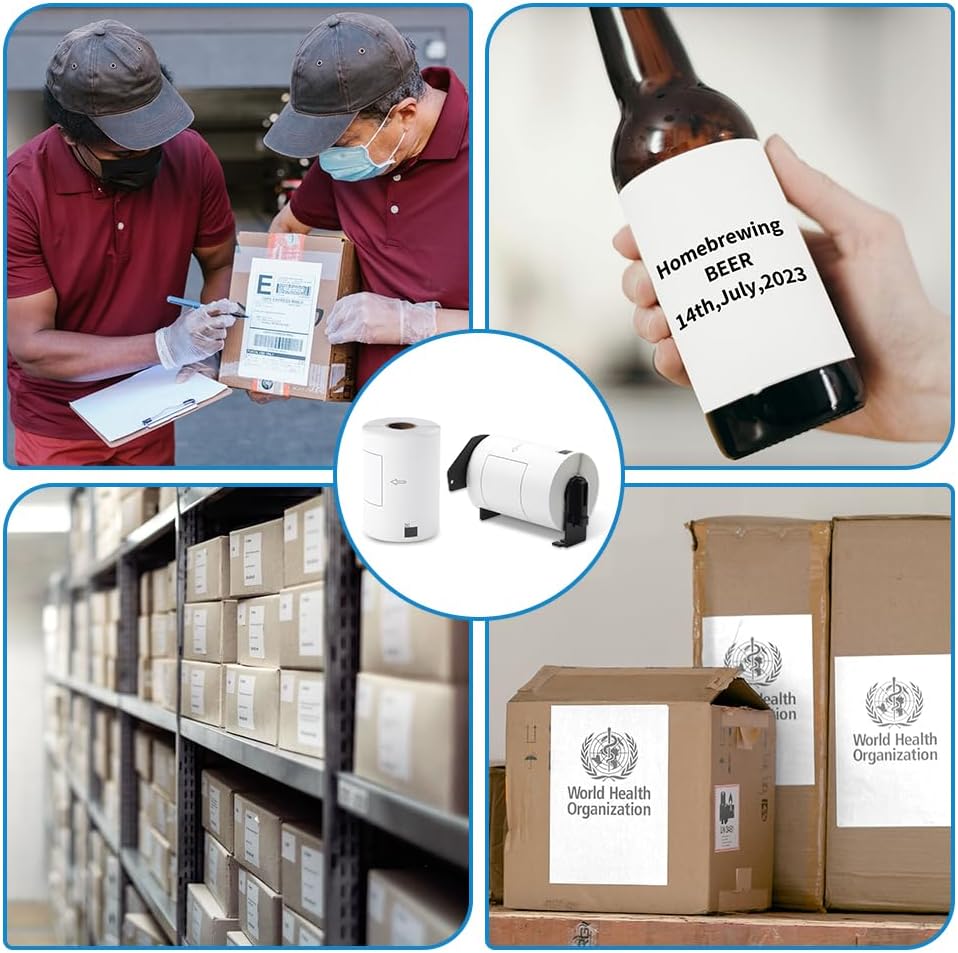 MarkDomain Replace for Brother DK-1241 (4" x 6") Die-Cut Shipping Labels Use with Brother QL-1100NWB QL-1100 Label Printer, (102mm x 152mm) 200 per roll, 10 Rolls (2000 Labels) + 1 Frame - Image 3