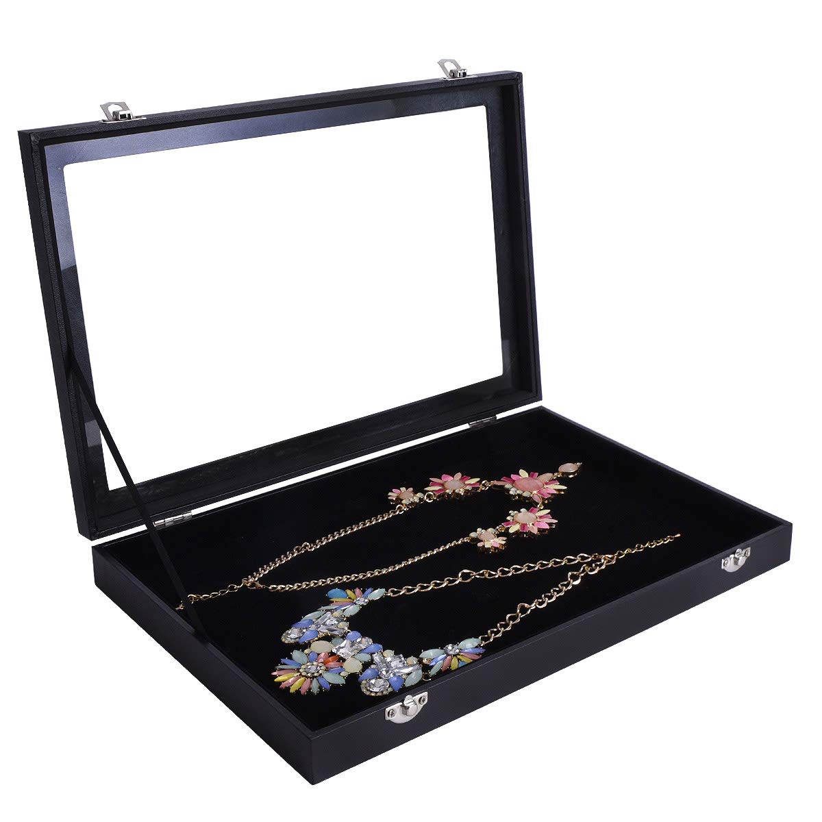 AUTOARK Cajas para Joyas con Terciopelo,joyero con 24 Compartimentos,Negro,AJ-083