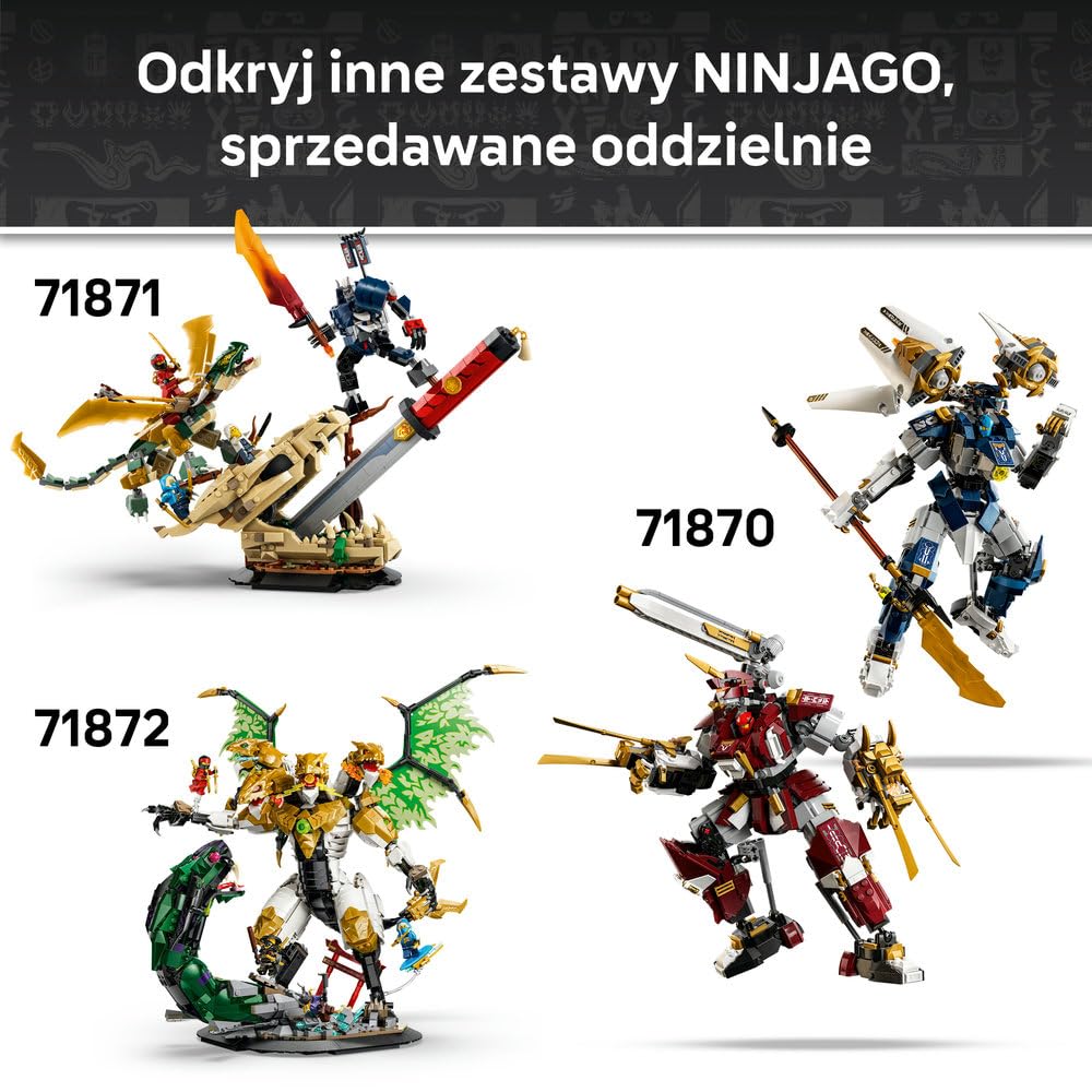 LEGO NINJAGO Bitwa o Smocze Ostrze 71871 | zestaw bitewny ninja, zabawka akcji, prezent dla chłopca i dziewczynki 9+, pojedynek ninja, 1016 elementów