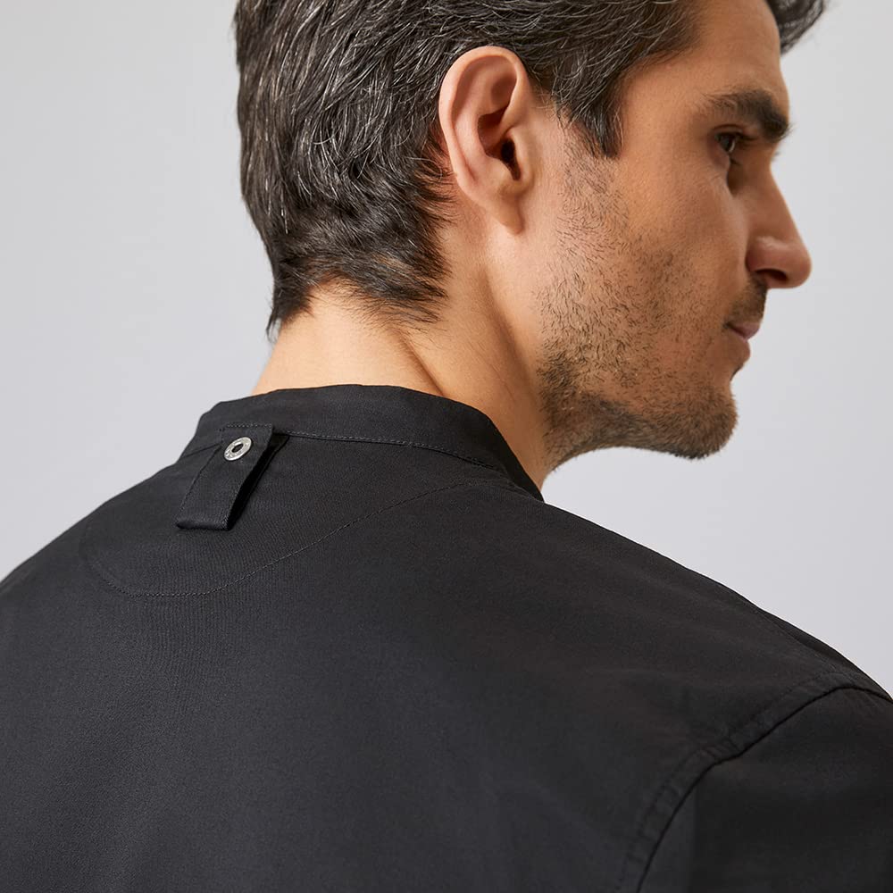 EXNER Giacca funzionale da cuoco, slim fit stretch, maniche lunghe, misto cotone, disponibile in bianco, nero, grigio e blu