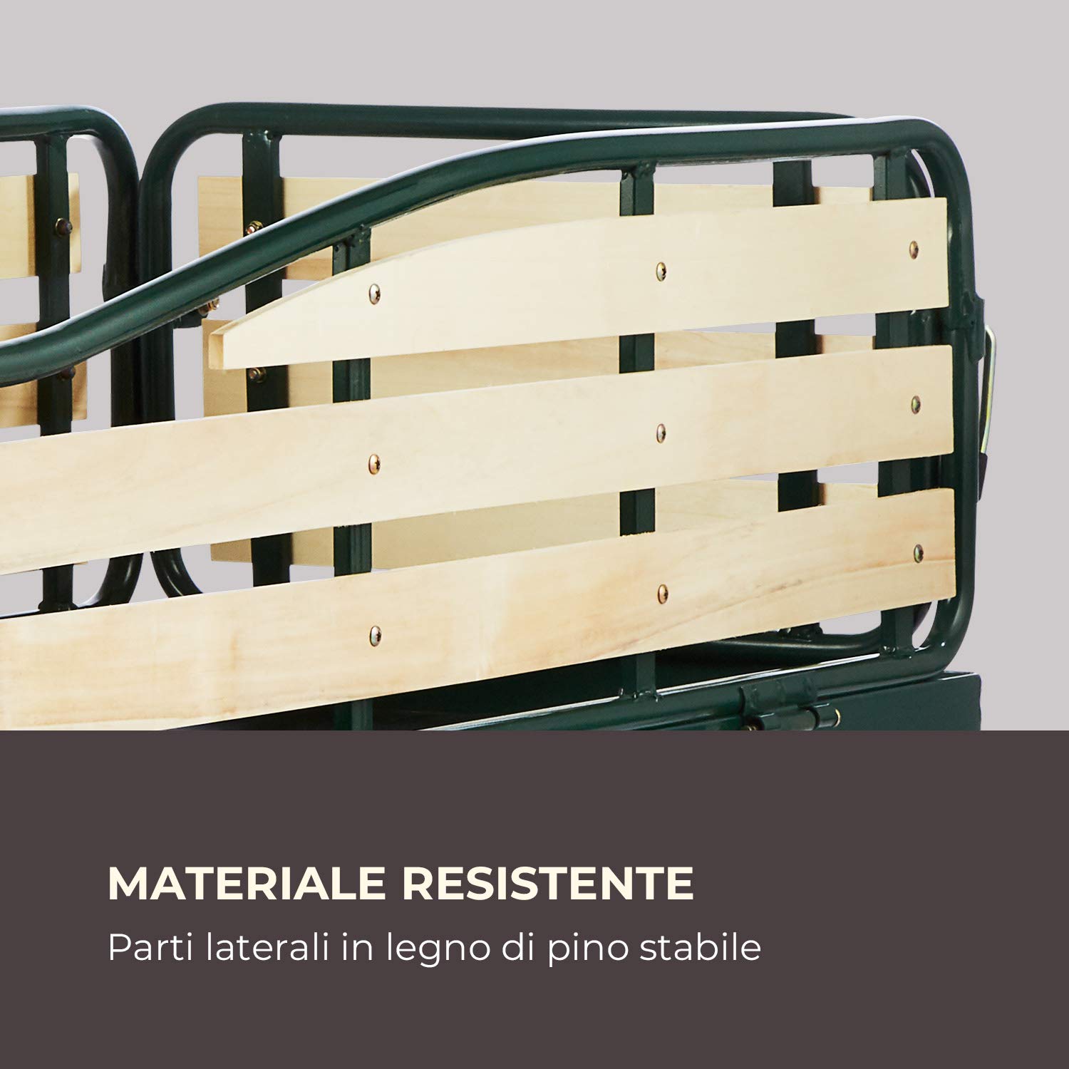 Waldbeck Ventura - Carrello da giardino, Carretto a mano, Sponde laterali ribaltabili, Resistente alle intemperie, Portata 300 kg, Telaio robusto, Ampio vano di carico, verde scuro