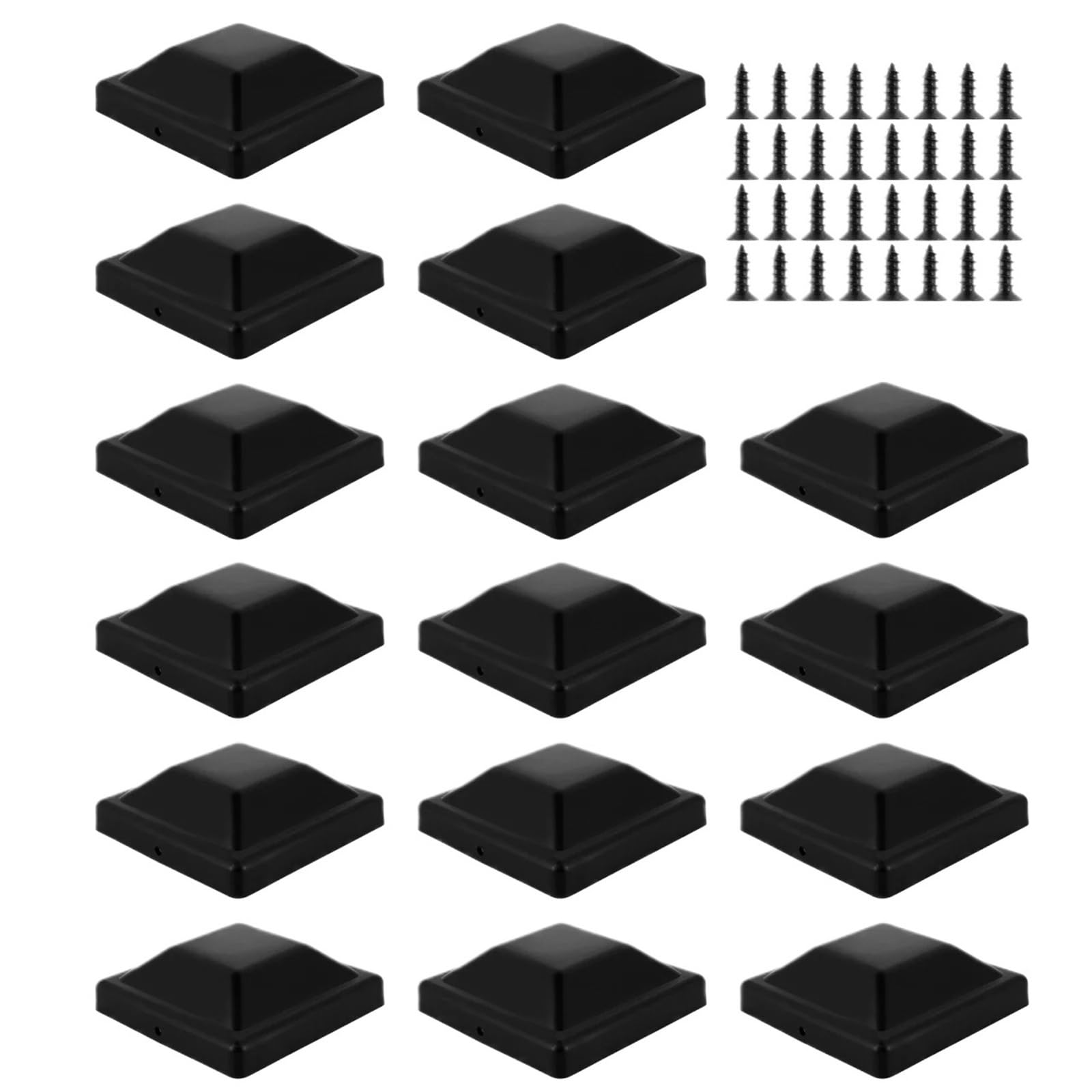 Irgvjifr Black Fence Posat Cap 16Pcs Fence Post Caps Cover 3-5/8 Inches Deck Column Waterproof Outdoor Protection Garden For Courtyard