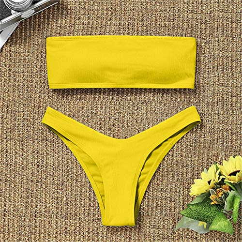 Msaikric Underwire Bikini Tops For Women Plus Size: Womens Swimsuits String Straps Triangle Bikini Set Ladies Hollow Out Cheeky Sexy Swimsuits Cut Out Recreational Swimsuit D-Yellow, Large #TOP2