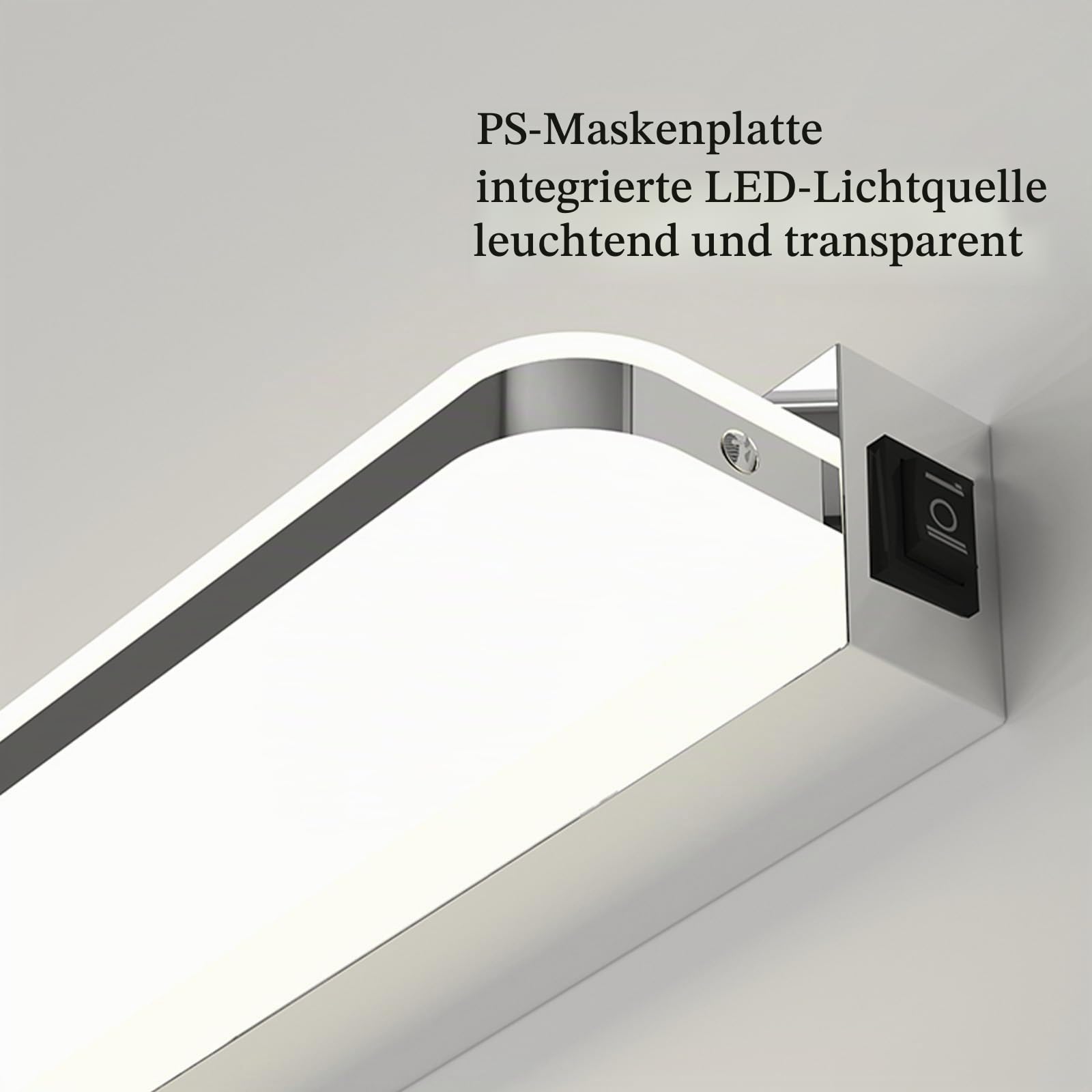 LED Spiegelleuchte Bad mit Bewegungsmelder Edelstahl Spiegellampe Badezimmer Wandleuchten Wasserdicht Modern Lange Wandlampen Schlafzimmer Wohnzimmer Treppenhaus Natürliches Licht (Silbernes,52cm)