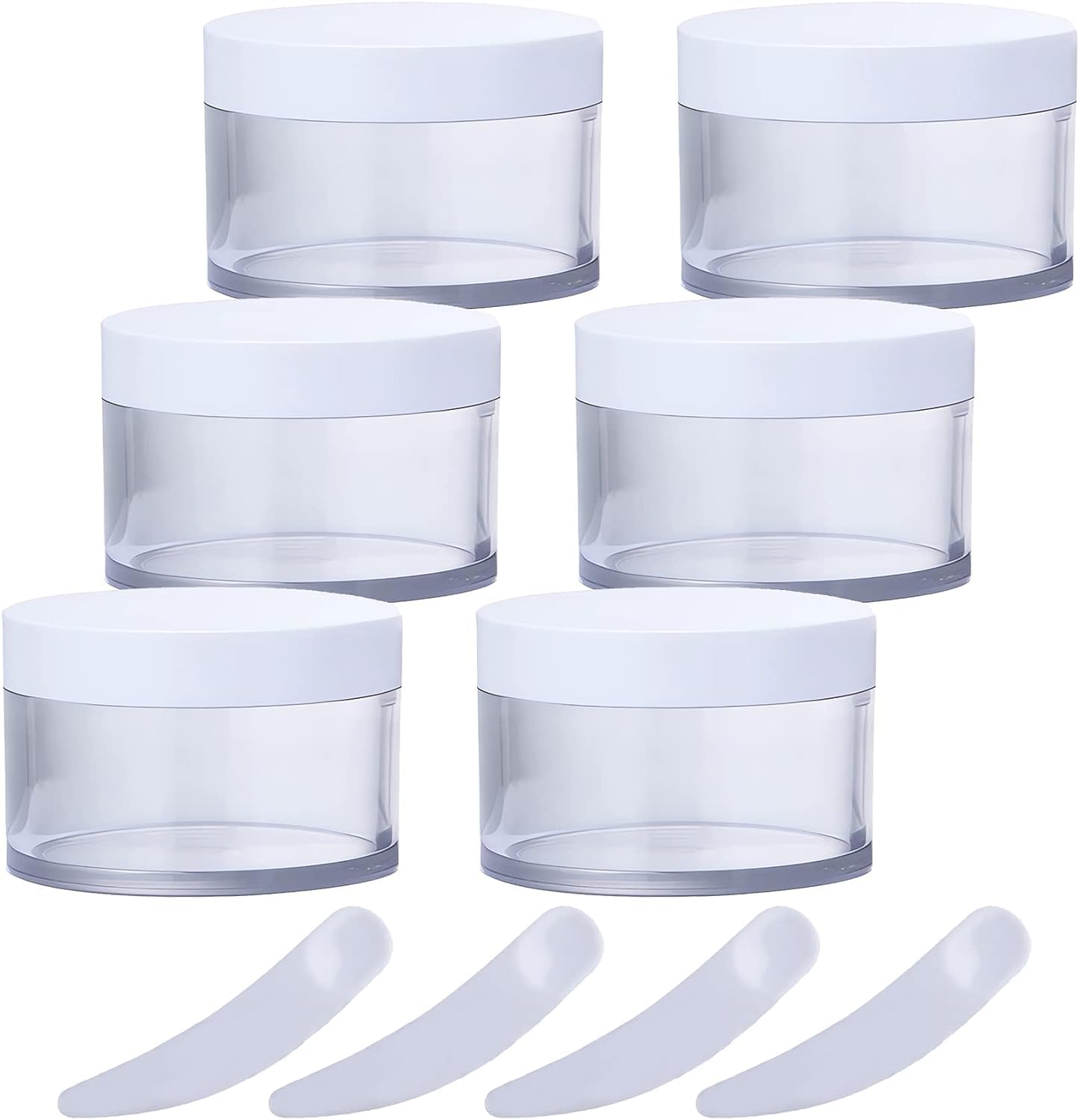 FLYIODFCXV cosmetic jar, Pack of 6, 200 g Plastic Cosmetic Jars with Screw Lid, Container for Facial Mask Lotions Cream(100ml)
