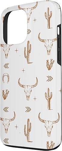 Vista 2 de Funda rústica para iPhone 13 Pro Max Western Country Boho Southern Bull Skull Pattern Chic Rustic Case