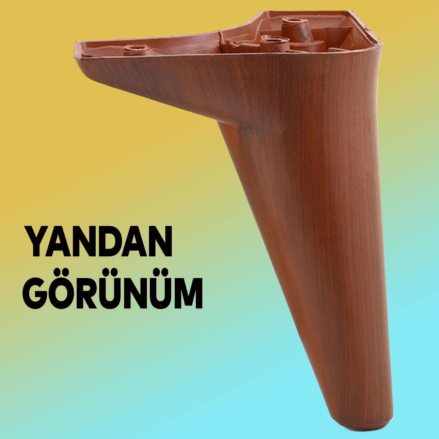 Badem10 Aspen Lüks Mobilya Kanepe Sehpa TV Ünitesi Koltuk Ayağı 15 cm Kahverengi Ahşap Desenli Baza Ayak (4 ADET)