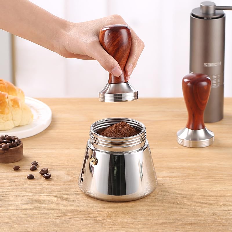 Olla de café espresso y moca de vidrio de borosilicato, doble válvula de acero inoxidable, cafetera italiana clásica, 240 ml (4/6 tazas)