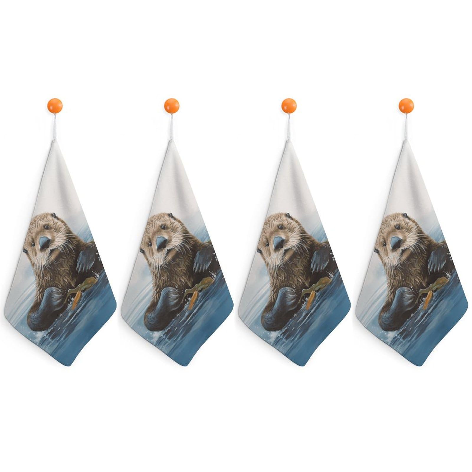 Torchons en microfibre motif loutre lot de 4 essuie-mains absorbants