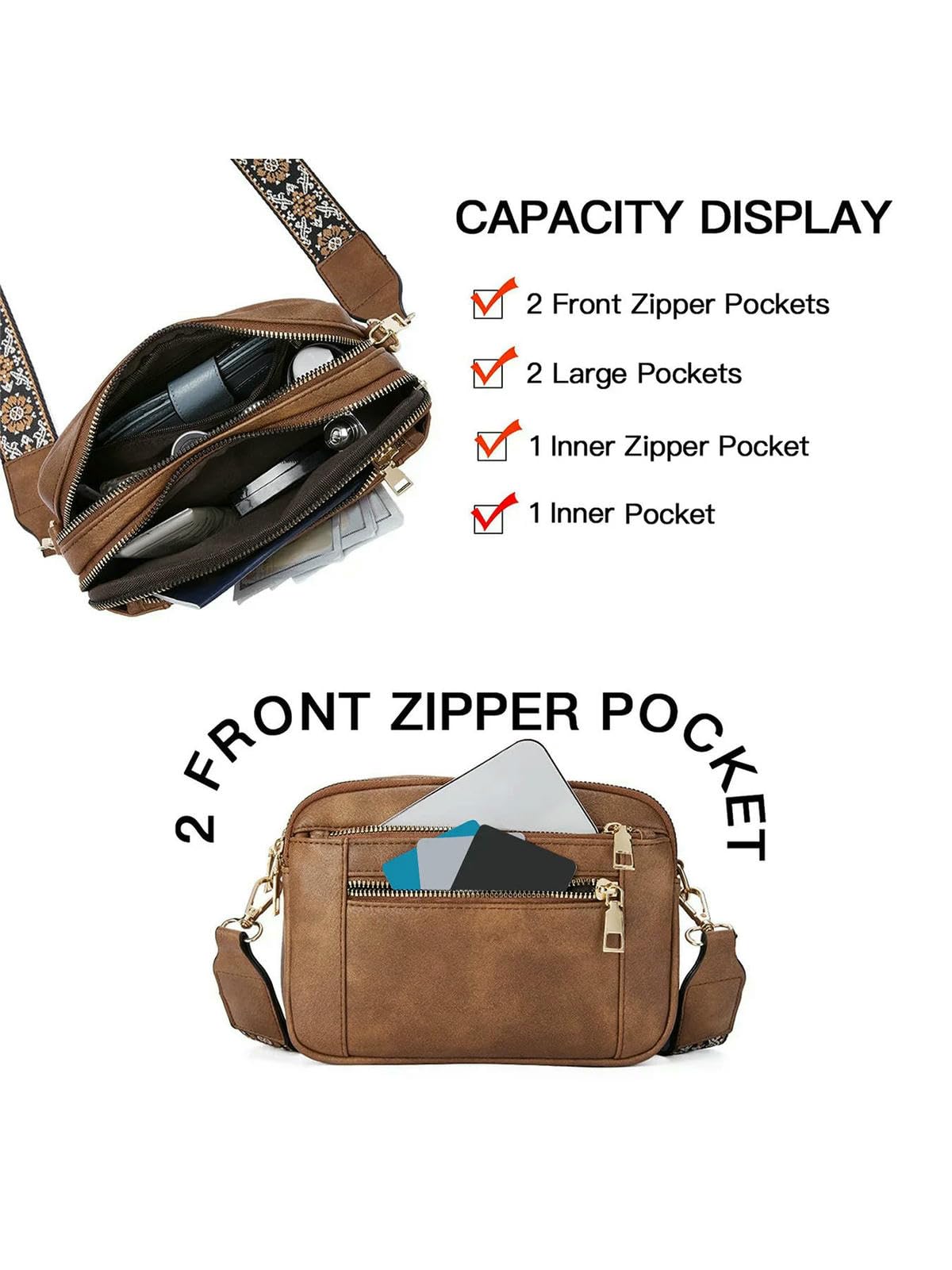 Modna damska torba crossbody z zamkiem błyskawicznym, torba na ramię ze skóry PU na co dzień, modna wszechstronna wysokiej jakości torba na codzienne dojazdy do pracy
