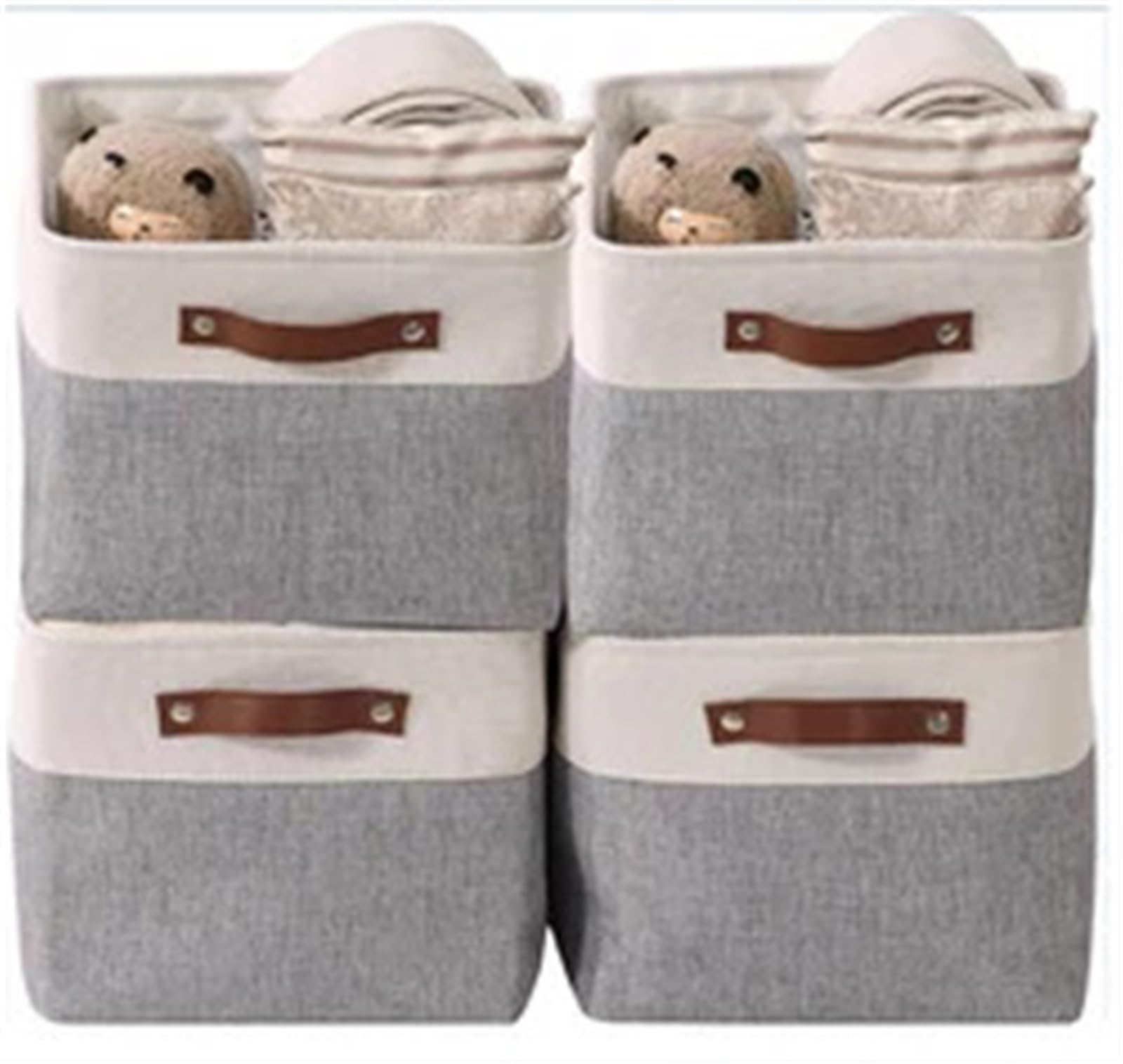 EWUHYFP Collapsible Storage Box 4Pcs Collapsible Sturdy Fabric Storage Basket Cube Handles for Organizing Shelf Toy Closet Foldable Bin