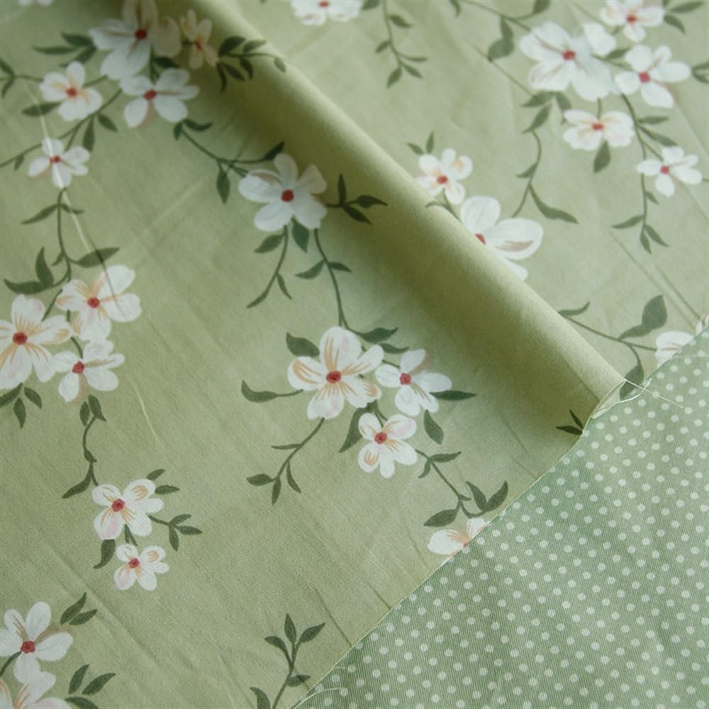 Tissu à coudre en coton sergé floral vert avril 160 x 50 cm, vêtements anciens, vêtements, vêtements (pois sésame, 160 x 100 cm)