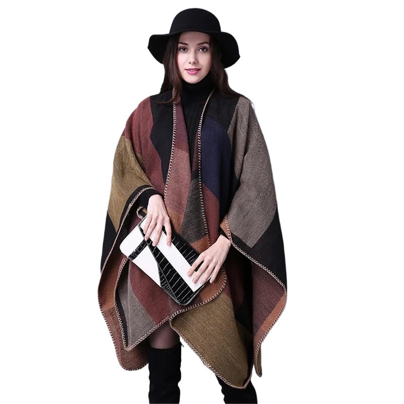 Poncho e Mantelle Invernali alla Moda, Sciarpe in Imitazione Cashmere da Donna, Scialli Caldi, Poncho per Felpa