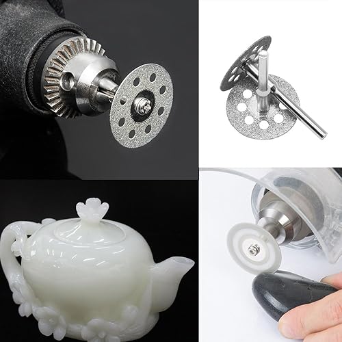 Miniatura 4 de Rueda de corte de diamante 545 (0.866in) 20 piezas con mandril 402 (0.118in) 4 piezas y destornillador para herramientas rotativas