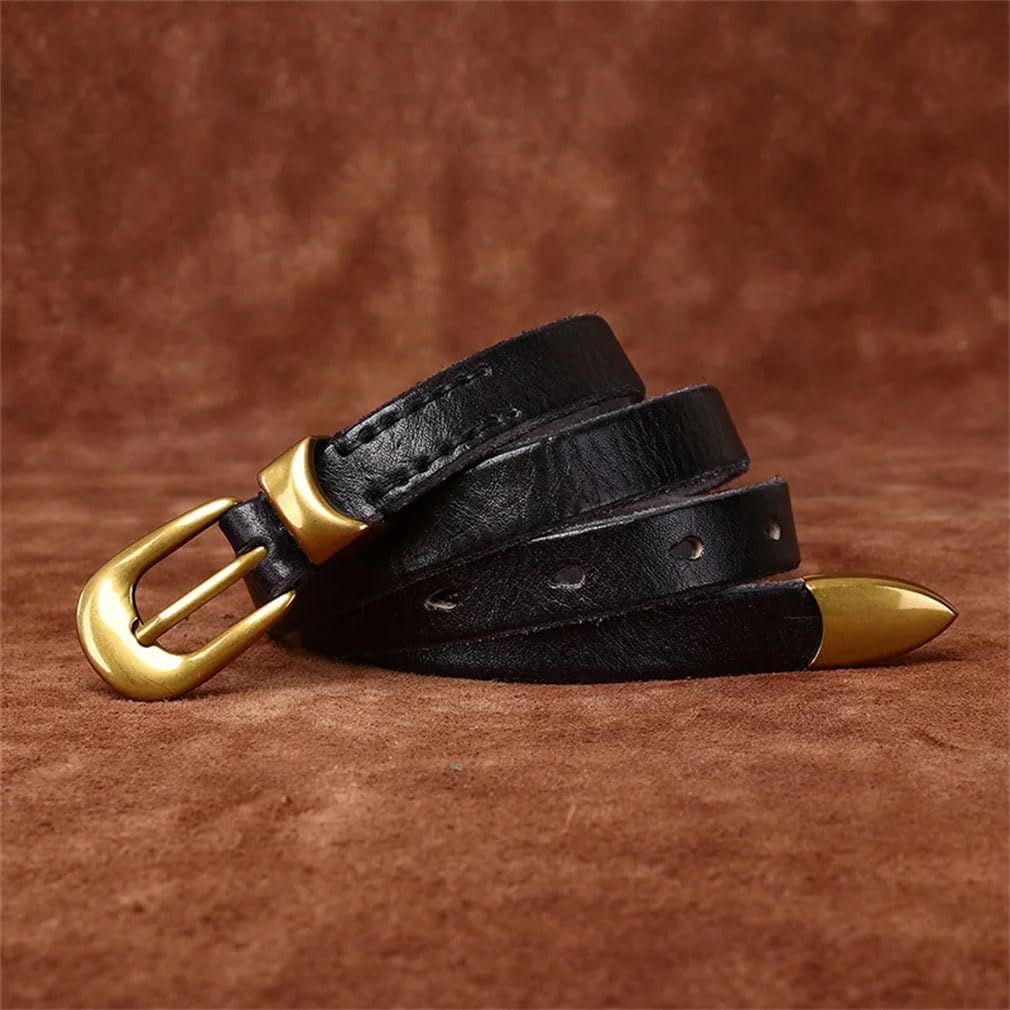 1.8Cm Leather Belt For Women All-Match Vintage First Layer Cowhide Gold Buckle Belt