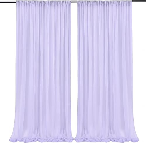 Cortinas de telón de fondo lilas de 10 x 10 pies, sin arrugas, tela de gasa transparente, para decoración de escenarios de boda, arco, fiesta,
