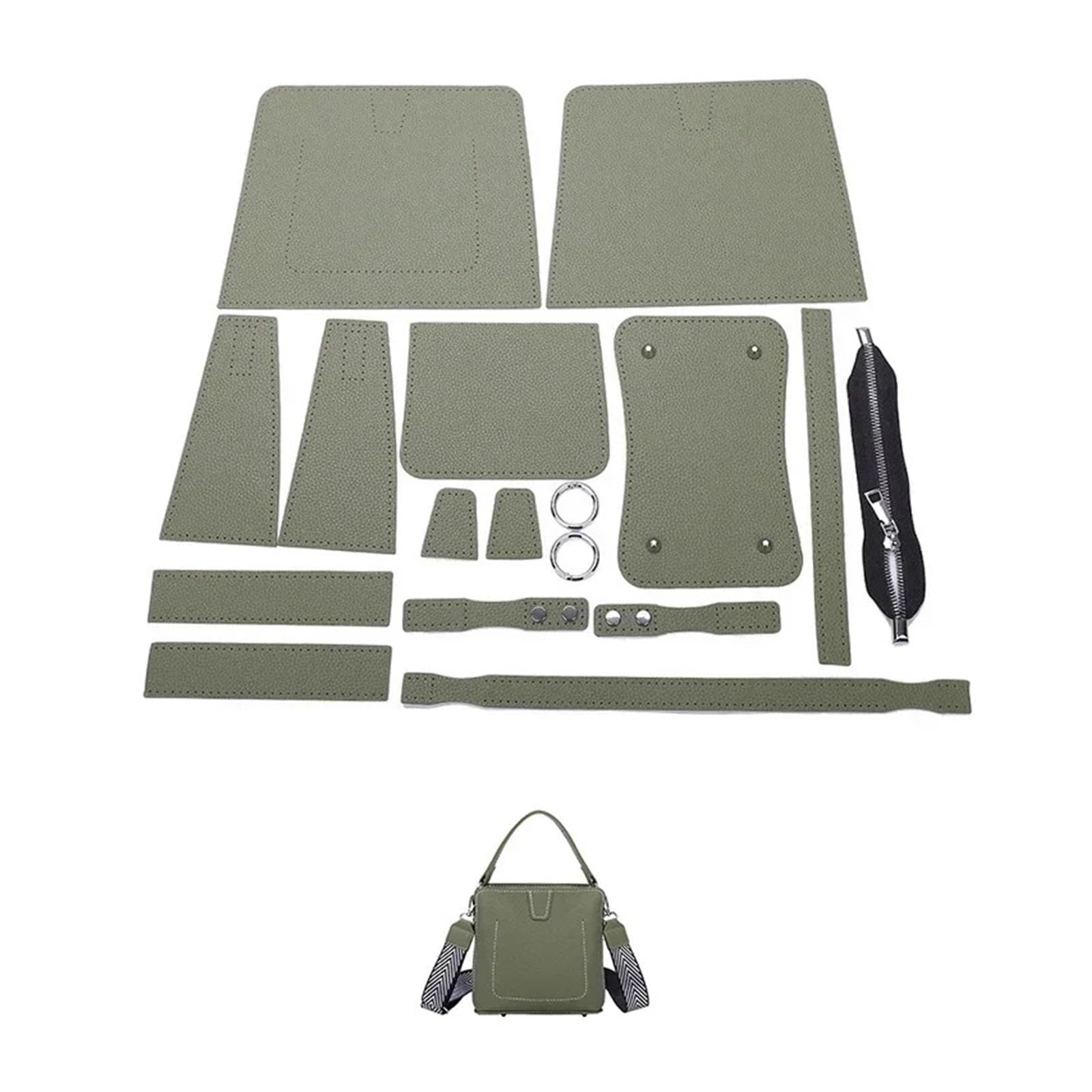 LYHYDMA Diy bag making kit DIY Sewing Handmade Bag Set Shloulder Straps Leather Bag Making Kit Hand Stitching Accessories For Women's Handbag(Num1 Green)