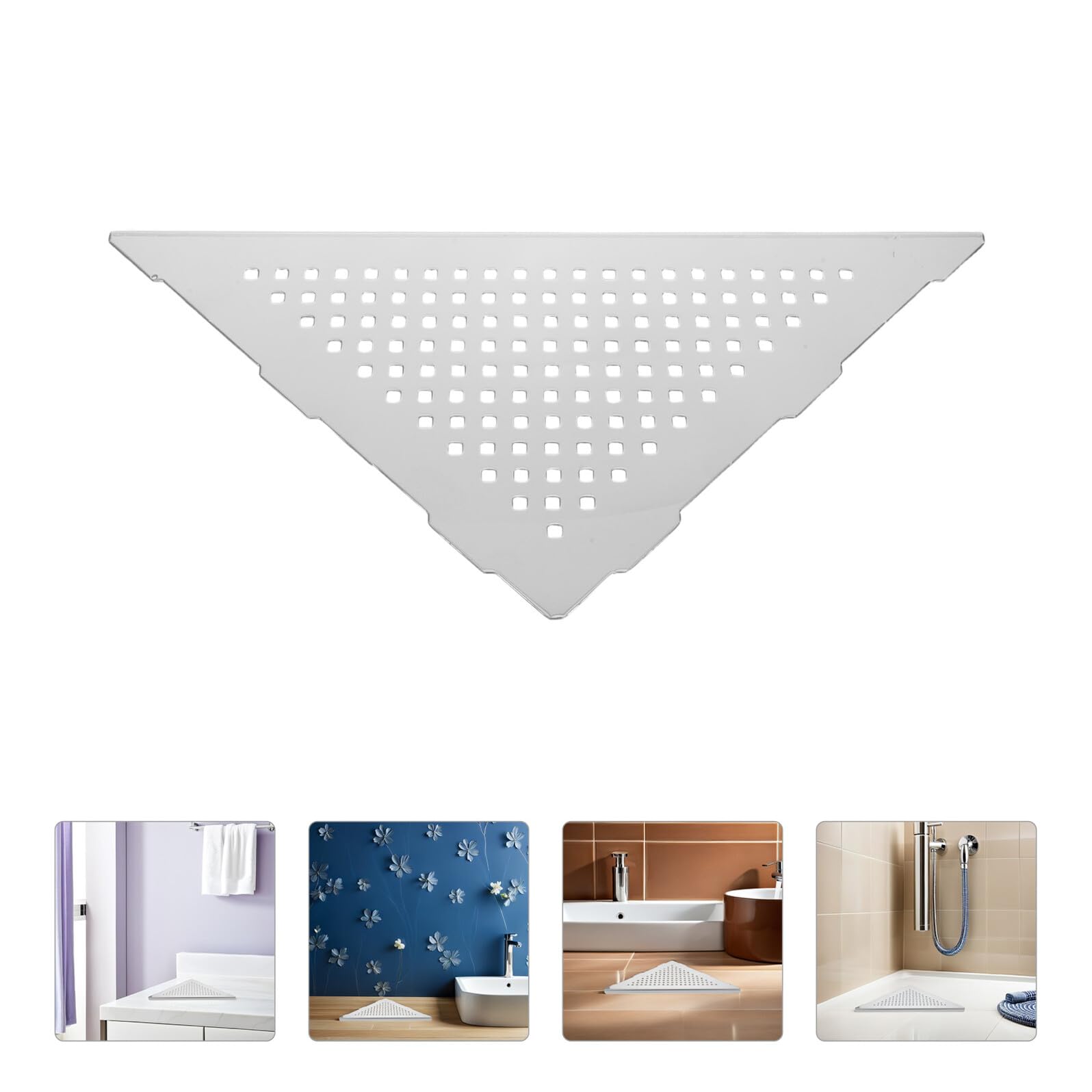 iplusmile Estante de Esquina de Ducha de Acero Inoxidable Plata Triangular | Montaje en Pared sin Taladro, Almacenamiento Estable y Versátil, Uso en Baño y Dormitorio