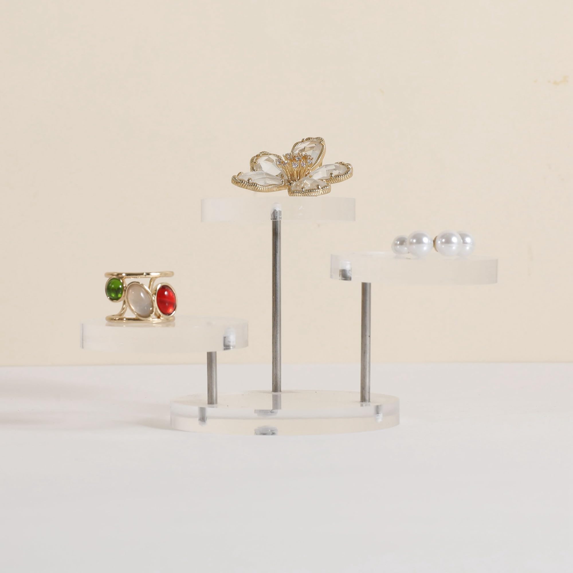 Gemeshou Transparent Acrylic Jewelry Display Riser For Selling, Small Clear Jewelry Riser, 3 Levels Display Shelf For Jewelry【Acrylic Riser】