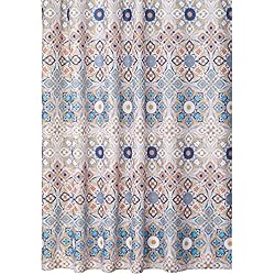 mDesign Cortina de baño antimoho - 183 cm x 183 cm - Cortina ducha con 12 agujeros reforzados para un fácil montaje - Cortina bañera impermeable - marrón