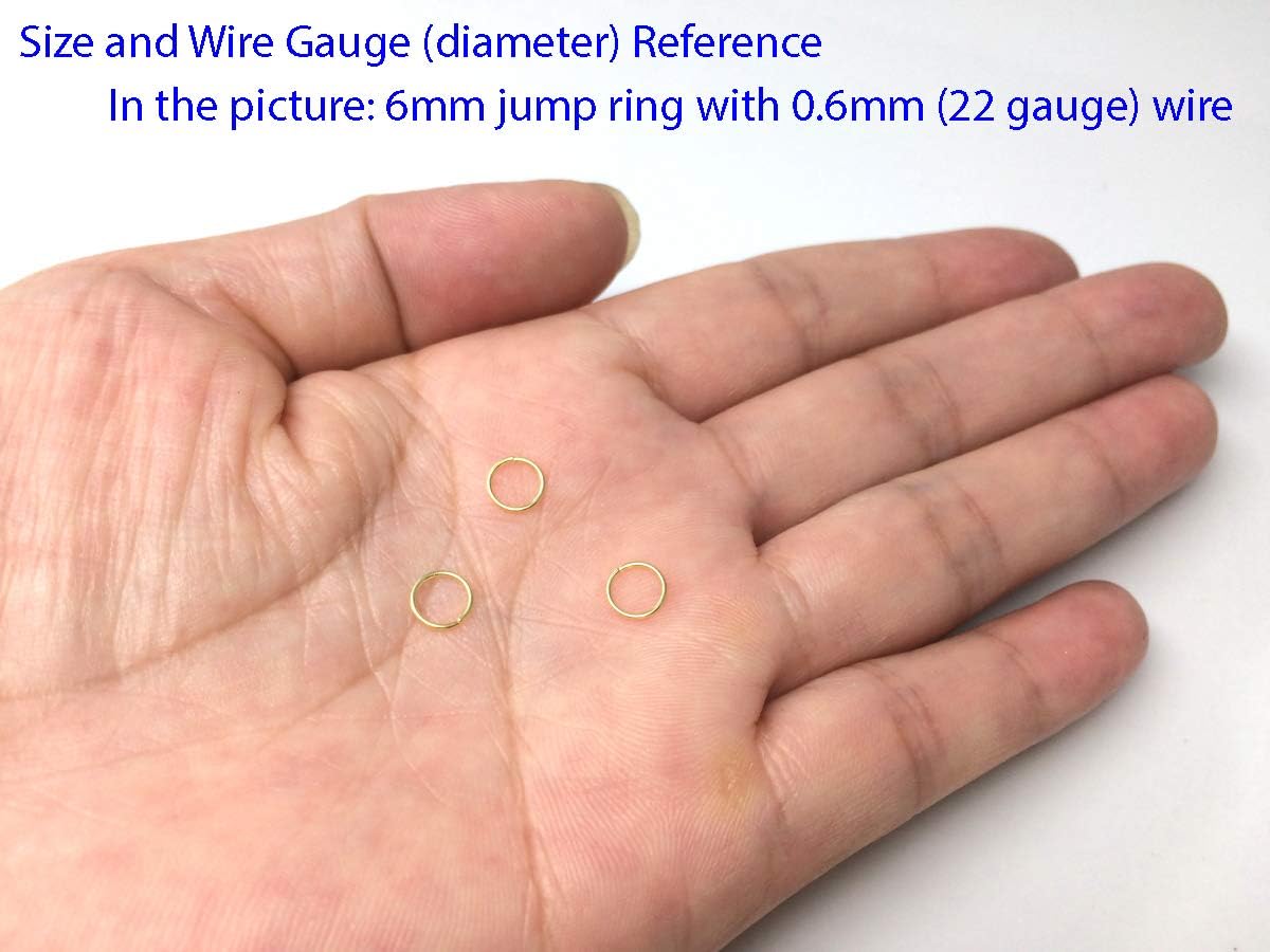 100pcs Adabele Real Yellow Gold Plated Sterling Silver Open Jump Rings 6mm Jump Rings (Wire 0.6mm/22 Gauge) for DIY Craft Jewelry Making SS290-6