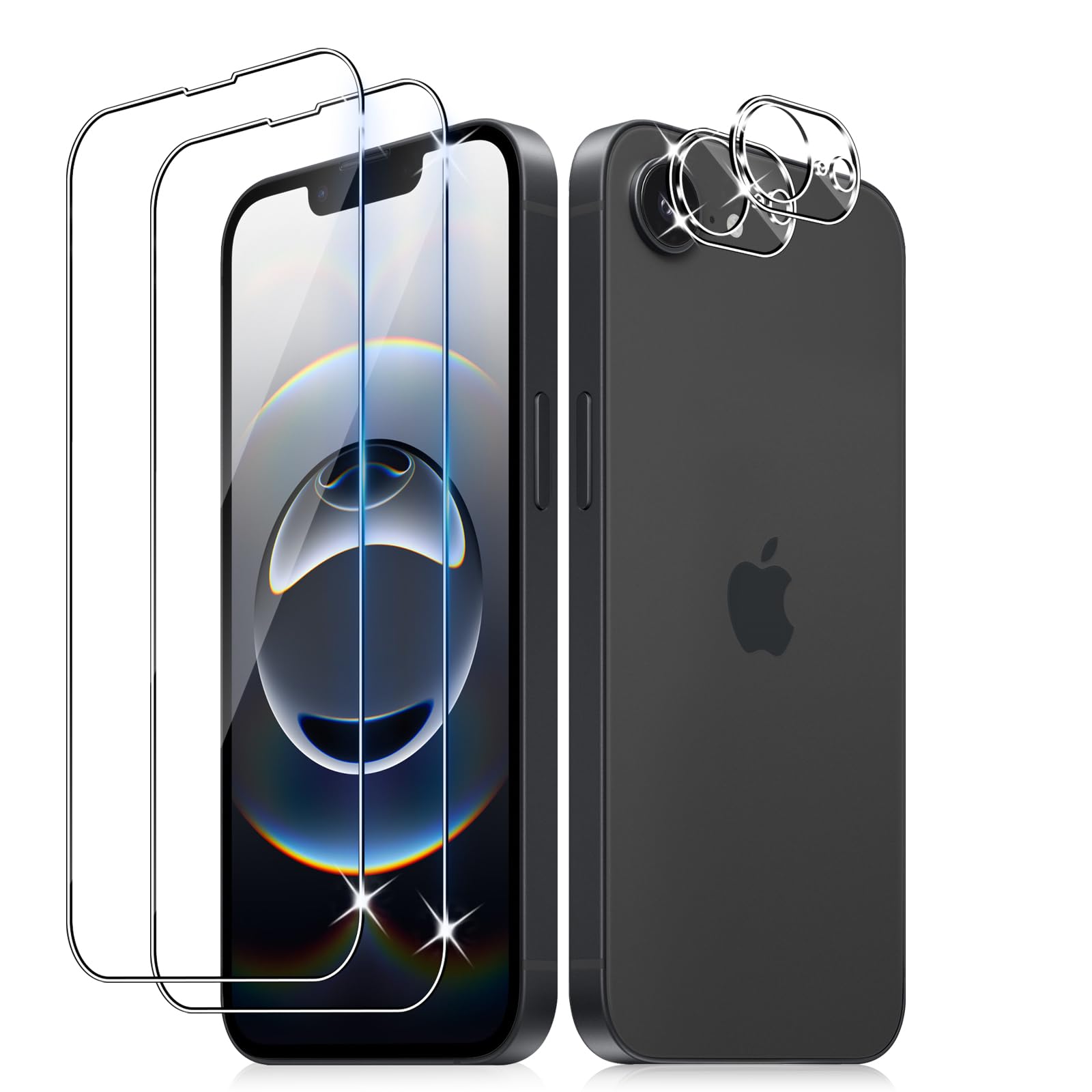 Schutzfolie für iPhone 16E/17E, 2 Stück Gehärtete Glas Schutz Folie mit 2 Stück Kameraschutz, 9H displayschutz Ultra-klar Schutzglas