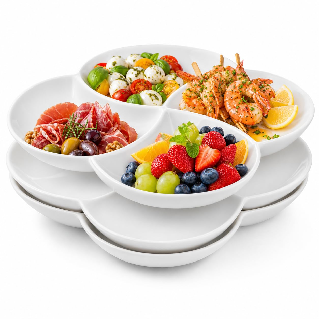 Amazon.com | ZENFUN Set of 3 Porcelain Appetizer Platter with 4