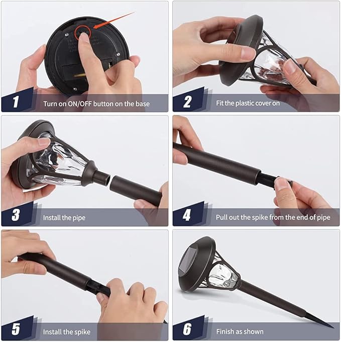 COSINE COSINE 10 Pack Solar Pathway Lights Outdoor, Solar Powered Garden Decorative Lights, Waterproof Landscape Solar Lights photo 2