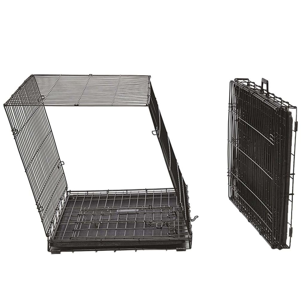 Ferplast Gabbia pieghevole per cani DOG-INN 105 Recinto per cuccioli, Trasportino in metallo, Separatore incluso, Porta doppia con chiusura di sicurezza, 108,5 x 72,7 x h 76,8 cm Nero