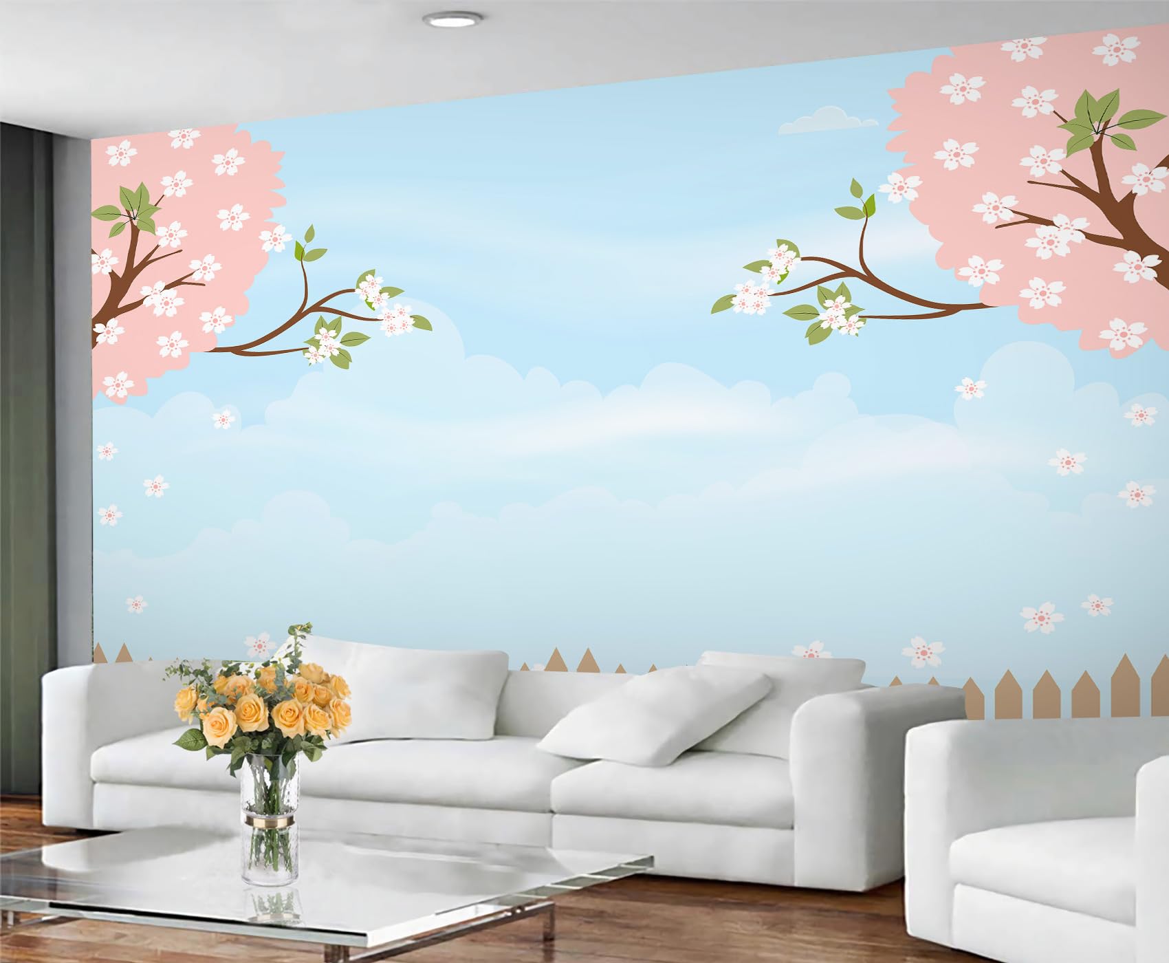 GIVLWF Landscape Wallpaper, Spring Scenery Bedroom Wallpaper, Cartoon Kids Wall Paper for Living Room, Not Self Adhesive Farmhouse Wall Mural, Natural Landscape Large Mural & Room Decor — image 1