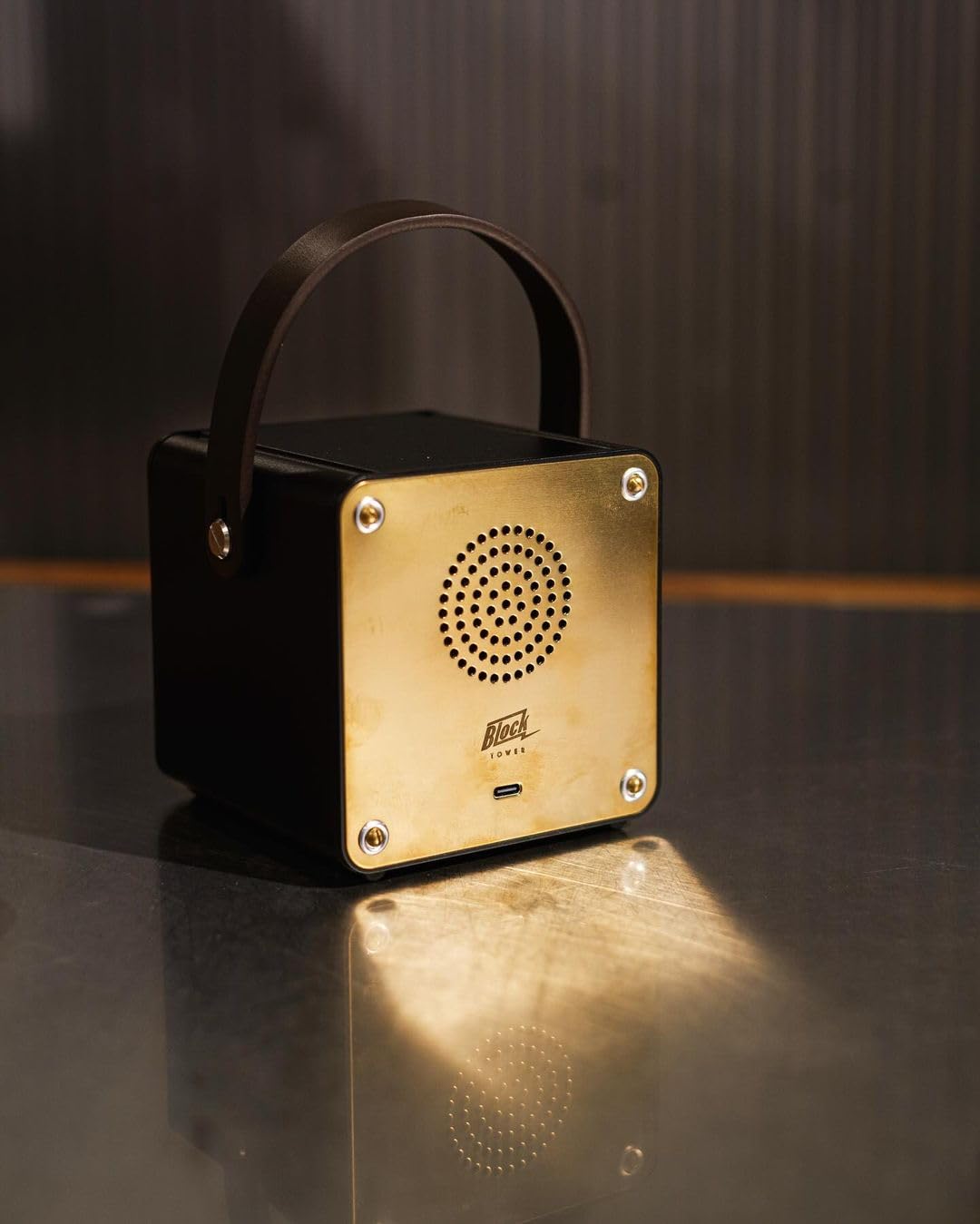 Amazon.com: Barebones Block Tower Speaker – Vintage Brass & Copper