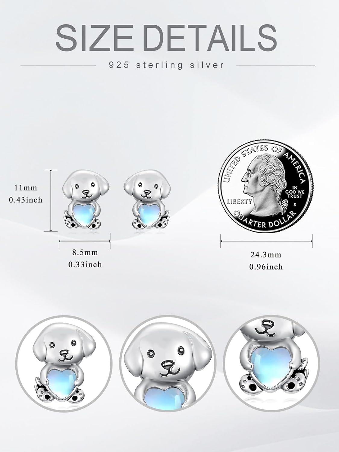 Dorunmo Dragon/Sea Turtle/Dog/Celtic Knot Stud Earrings 925 Sterling Silver Hypoallergenic Animal Stud Earrings Jewelry Gifts for Women