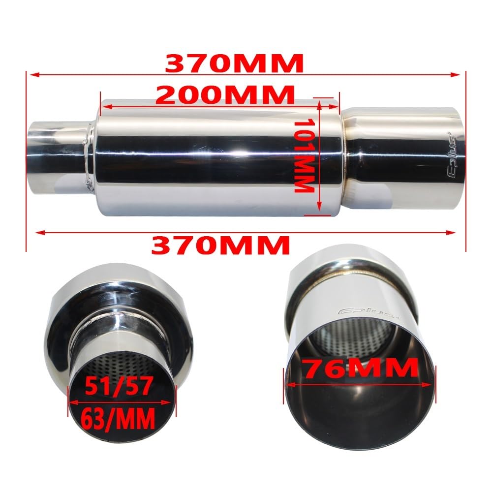 Rura wydechowa samochodu Tłumik rury wydechowej samochodu Rura wydechowa Uniwersalny interfejs ze stali nierdzewnej 51 57 63MM Koniec wydechu 76mm(012 Titanium 51mm)