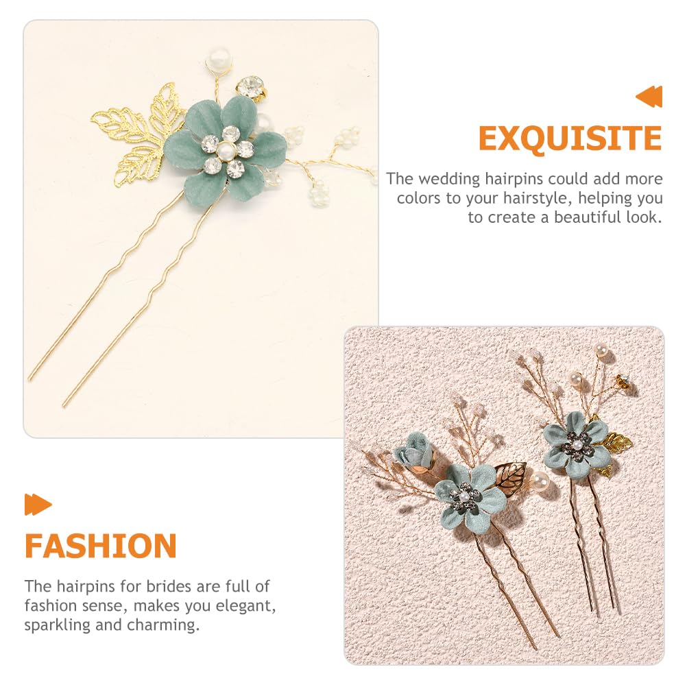 minkissy 2pcs Green Gloden Flower Hair Accessories - Image 3