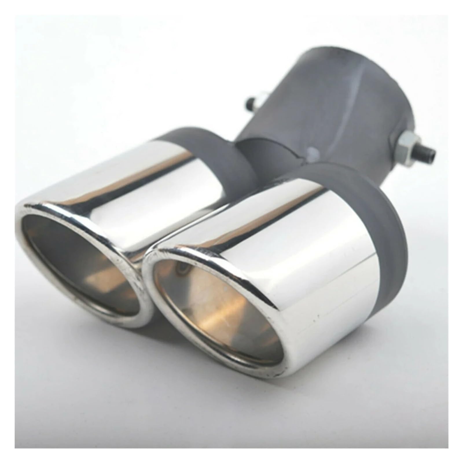 Cola Tubo Escape Silenciador De Tubo De Escape Universal De Acero Inoxidable De 63 Mm con Doble Salida para Coche Tubo De Escape con Rejilla Negra Terminal De Escape
