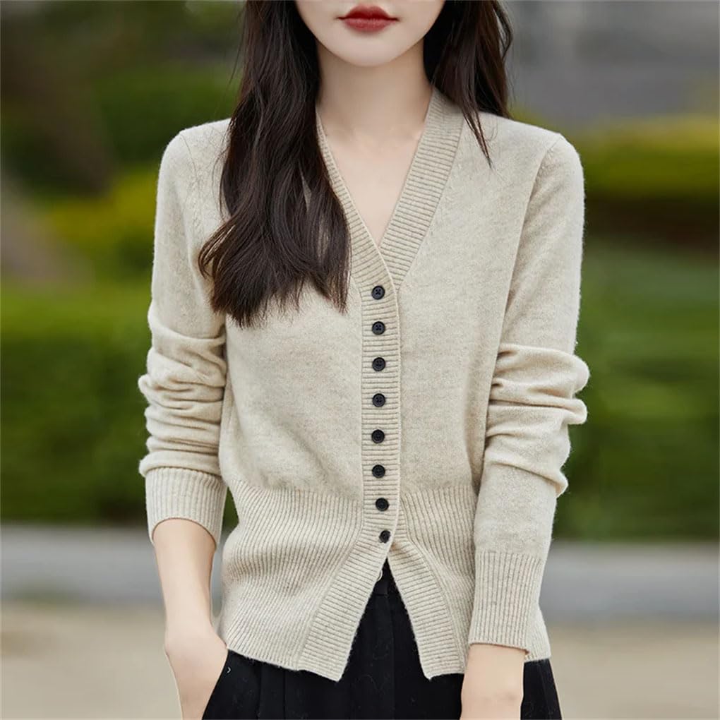 Cardigan da donna con scollo a V lavorato a maglia tinta unita monopetto semplice maglione morbido all-match