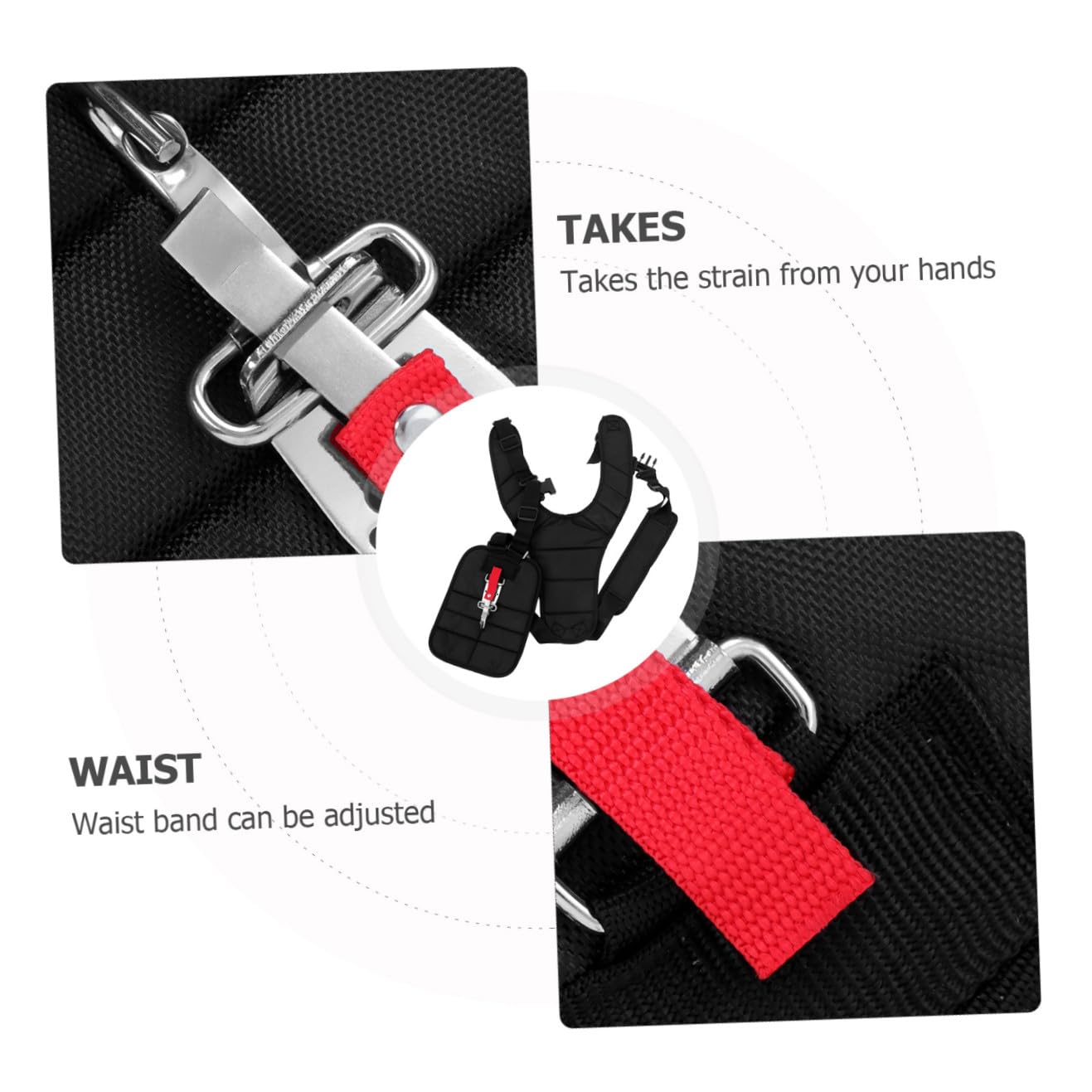 BESTonZON Cinturón para Desbrozadora Doble Acolchado de Nylon para Recorte de Césped, Diseño Ergonómico Hebilla Ajustable y Protección para Zona Superior