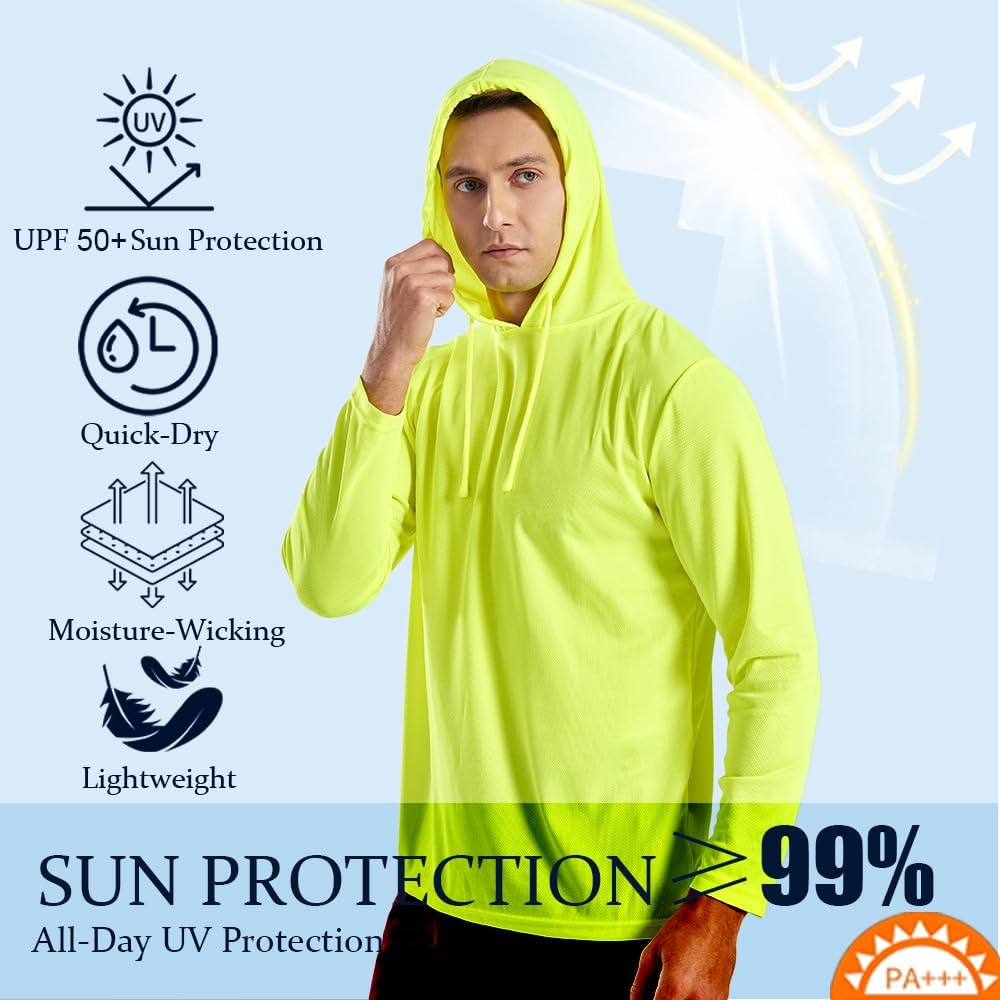 3PC or 6PC Men’s UPF 50+ Sun Protection Lightweight Long Sleeve Hoodie, Quick-Dry SPF UV Shirt for Outdoor Active Wear - Image 2
