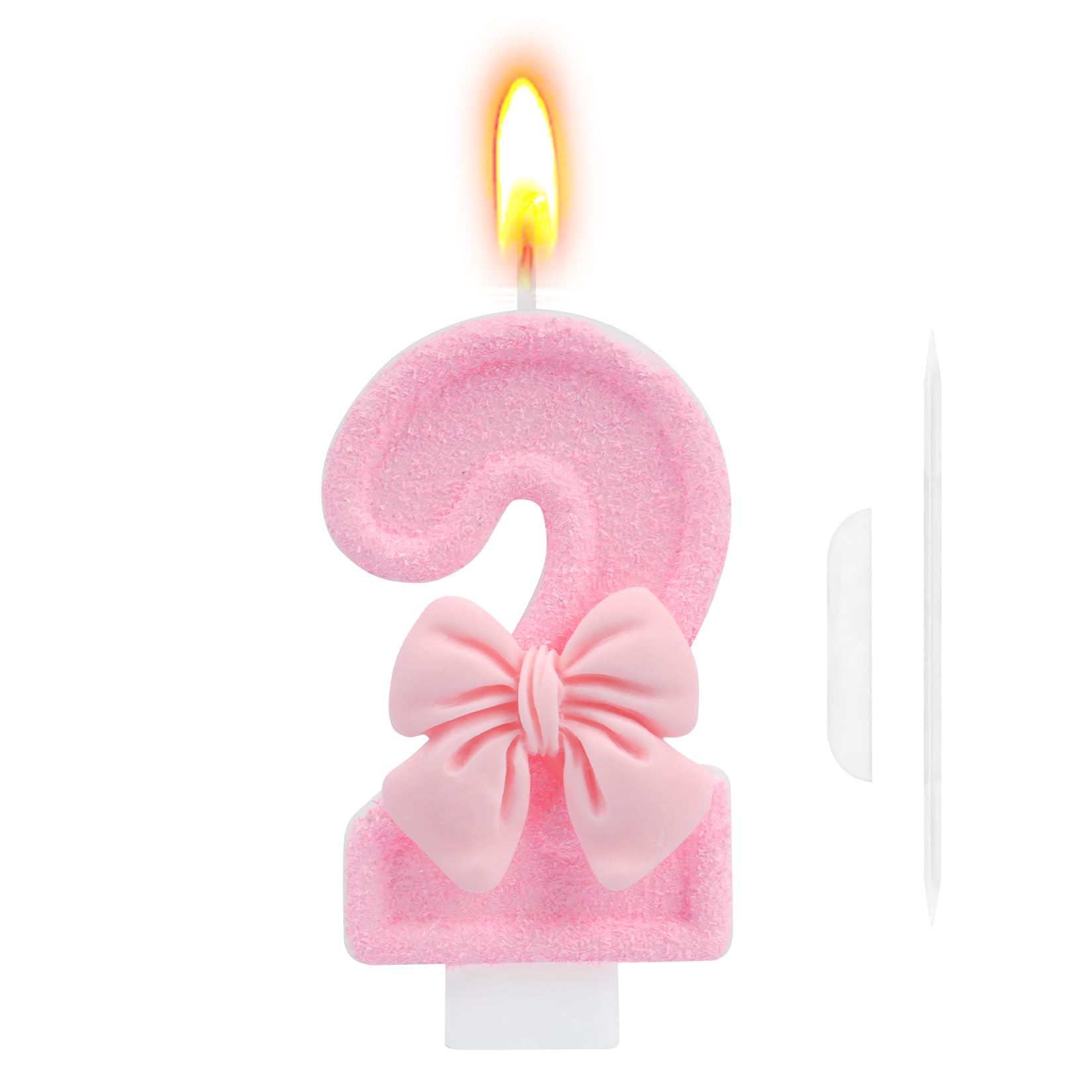 2nd Birthday Cake Topper, Pink Butterfly Happy Birthday Candle, Number 2 Candles, Glittering Cake Toppers Candles for Girls Theme Party Family Gathering Decorations(Number 2)