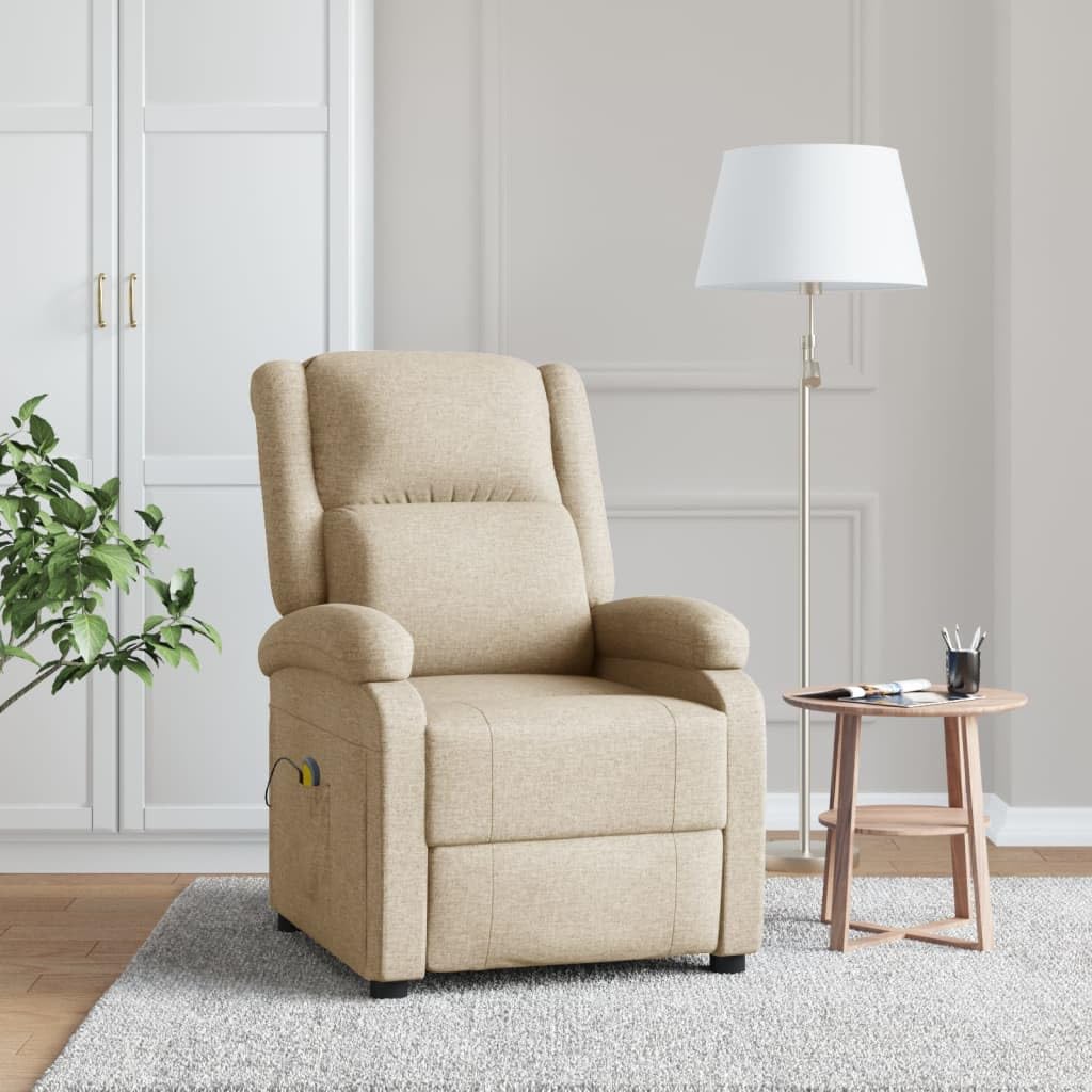 Willood Sillon Relax Reclinable Electrico Sillón de Masaje de Tela Color Crema