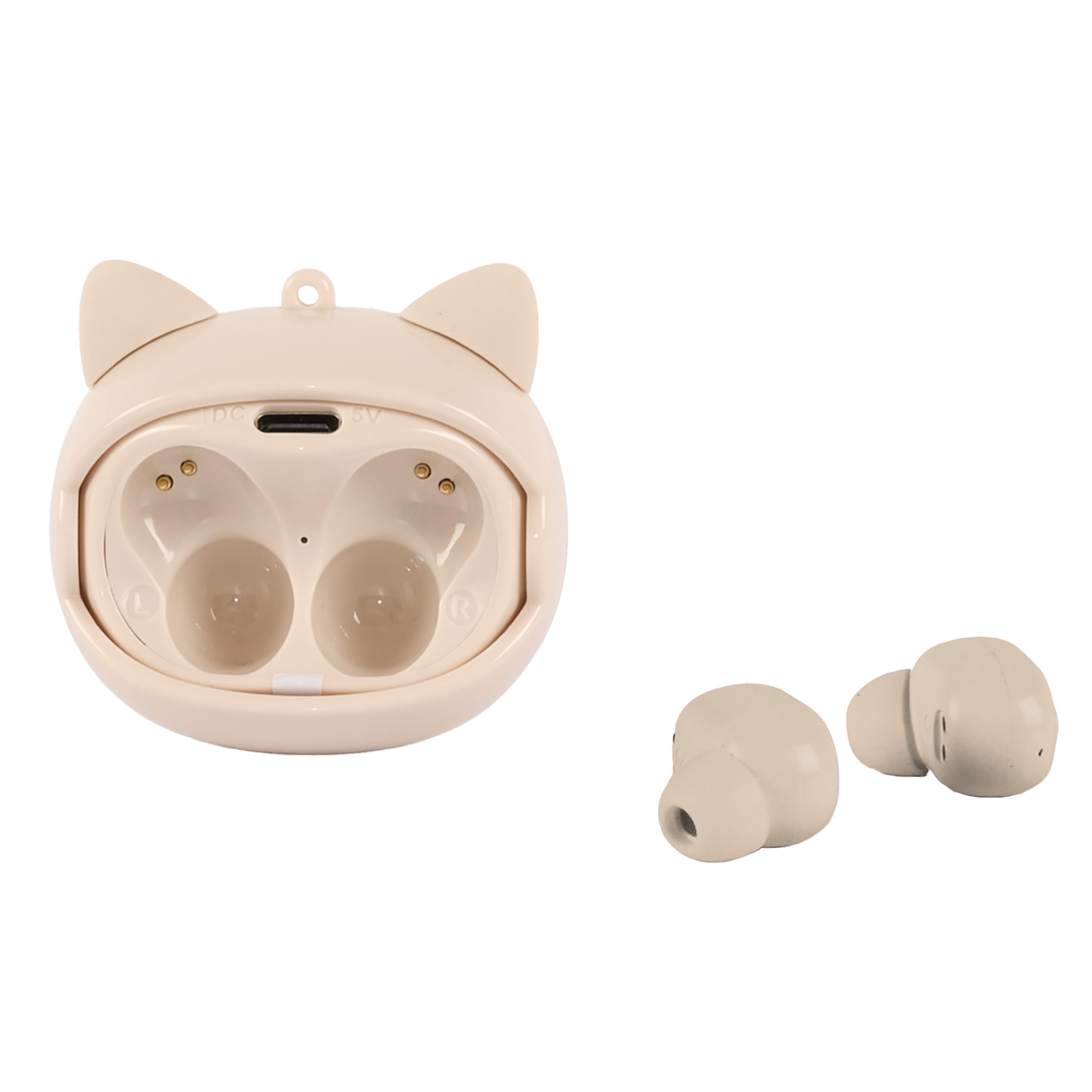 THE CONCEPT FACTORY - HT0153 Écouteurs sans Fil Multiface Kawaii - Design Original, Sonorité Optimale, Confort Ergonomique, Autonomie Étendue, Connectivité Bluetooth | Écouteurs sans fil kawaii, design original, sonorité optimale, confort, beige