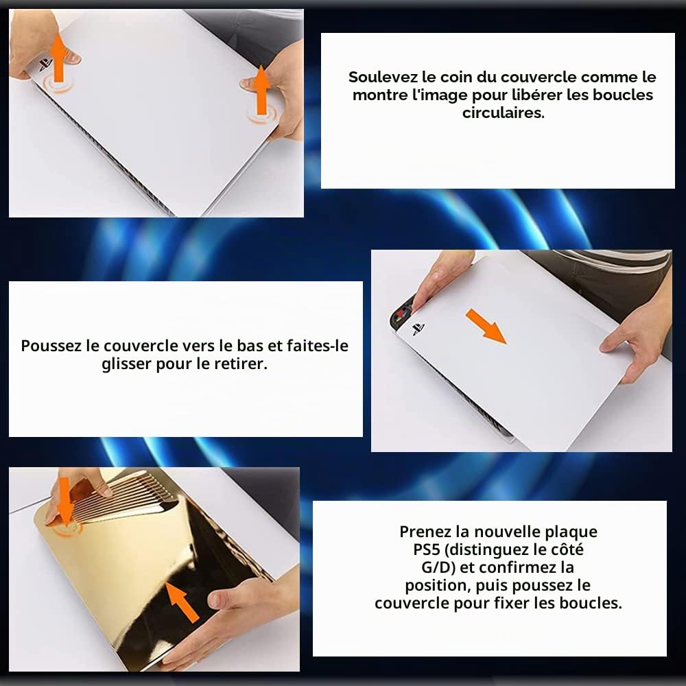 Miimall Coque pour Console PS5 Disc Edition, Plaques de Remplacement Antichoc avec Évents de Refroidissement, Étui de Protection ABS Rigide pour Sony PlayStation 5 Disc Edition (Argent)
