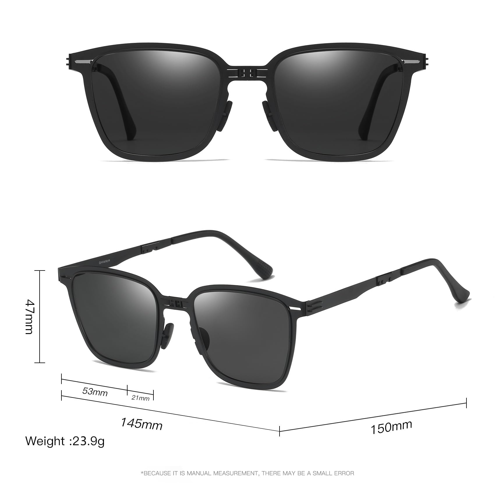 Gafas de sol plegables polarizadas para mujeres y hombres, protección UV400, cuadradas, negras, ultraligeras, retro, clásicas, plegables