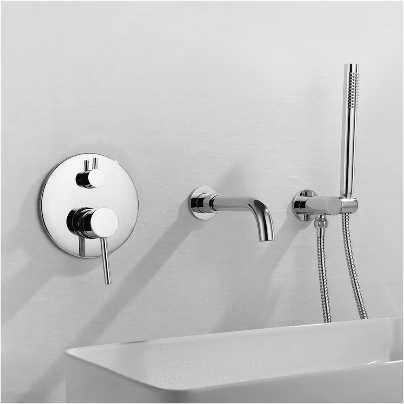 HAUSELIEBE Bathroom Shower Faucet Set Chrome with Rainfall Hand Shower