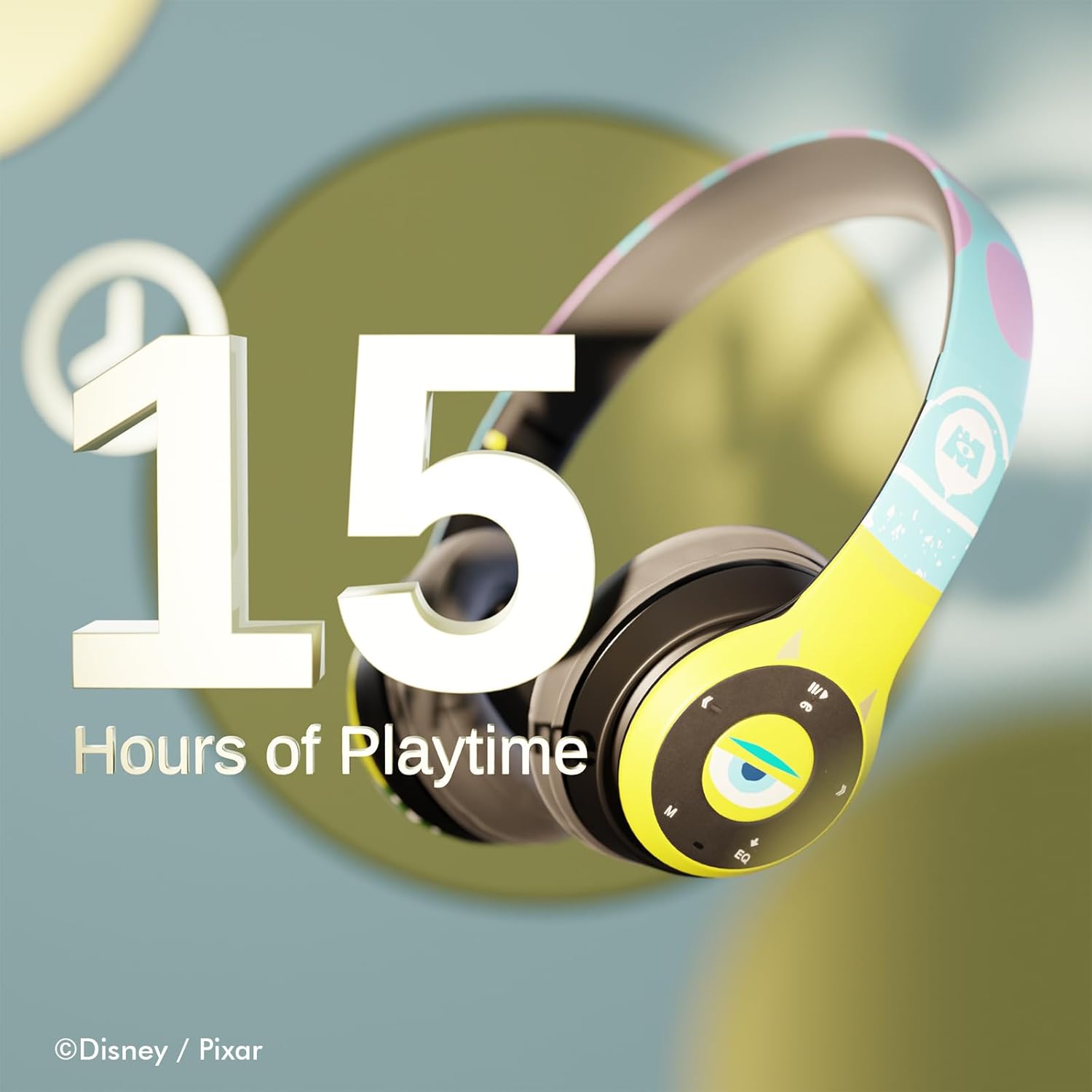 Disney/Pixar’s Monsters, Inc Bluetooth Headphones - Over The Ear Bluetooth Wireless Headset with Built in Mic and Up to 15 Hrs Playtime - Monsters Inc Gifts for Women Men All Fans of Disney Gifts - Image 2