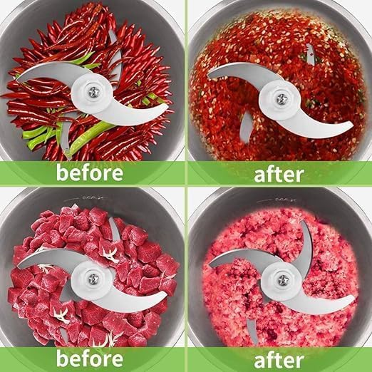 Image of 2 Liter Electric Chopper 250W Meat Grinder with Stainless Steel Bowl Sausage Stuffer and Vegetable Chopper Machine for Meat Vegetables Onion Fruits