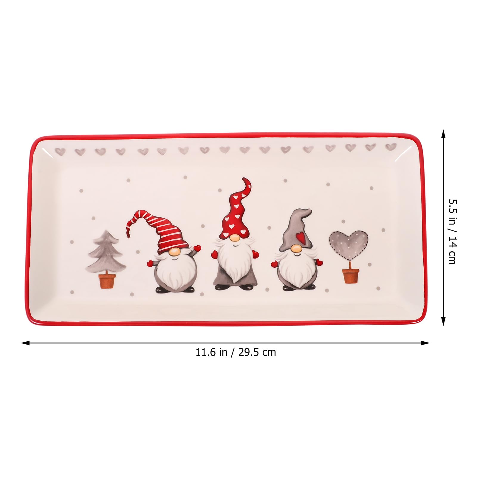 BESTonZON Plateau De Noël en Céramique Assiette De Service Rectangulaire GNOME Plateau De Dîner De Noël -Ondes Plat pour Salade Pâtes Fromage Apéritif Steak