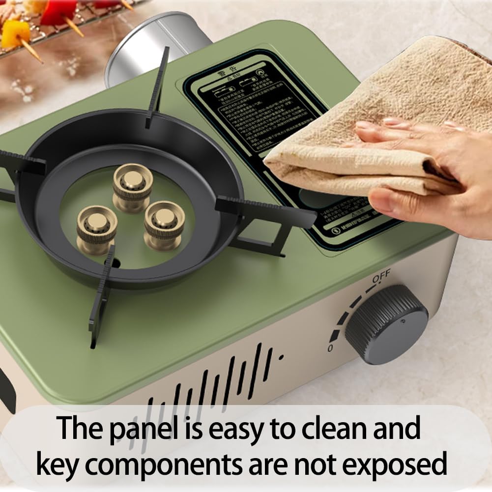 Estufa De Camping Portátil De Gas 3200 W - Mini Quemador con Guantes, Butano y Encendido Automático, Control De Calor