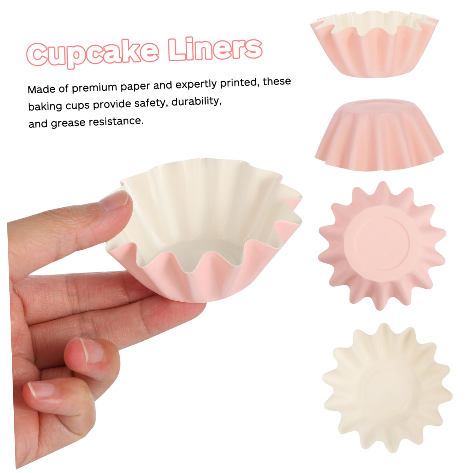 OUNONA 5 Series Revestimientos Para Magdalenas Anfitriona Pequeño Envoltorio De La Magdalena Envoltorios Moldes Para Cupcakes De Fiesta Cupcake Forling for Wedding Papel Rosa 100 Piezas*5